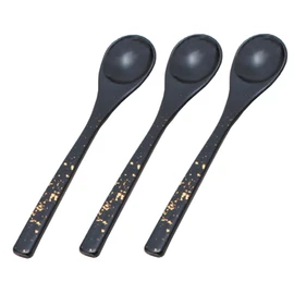 若泉 Lacquerware 割烹 Lacquerware 茶碗蒸si Spoon Black 色紙 Gold Foil 3 Piece H – 59 – 61 