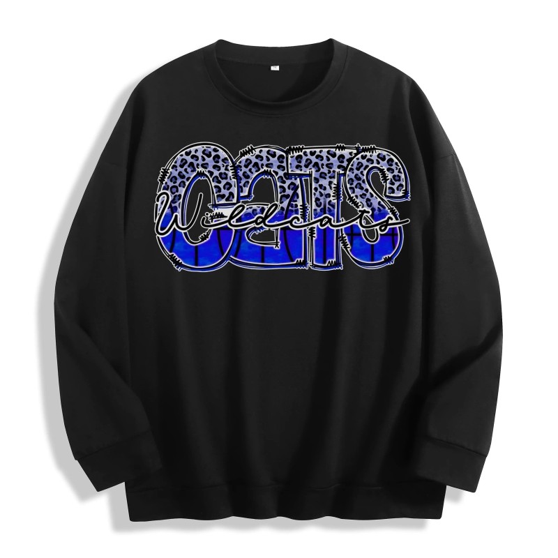 Wildcats Leopard Blue Graphic Crewneck Sweatshirt, US Warehouse, 6 ColorsSize: