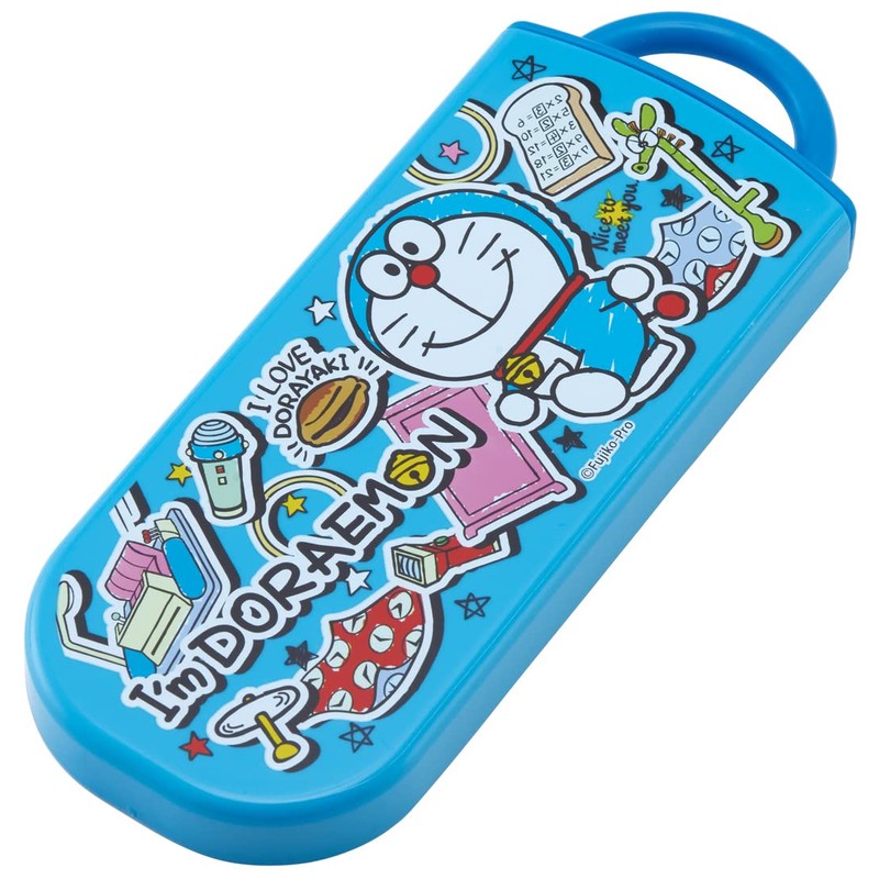 Skater TACC2AG-A Trio Set Doraemon Stickers, Chopsticks Spoon, Fork, Antibacterial,