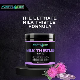 Purity’s Best Milk Thistle Extract, 200 Vegan Caps, 8,500 Strength, Standardized and Concentrated 50x Extract, Silymarin Flavonoids, Supports Liver Function, Non-GMO, Made in USA