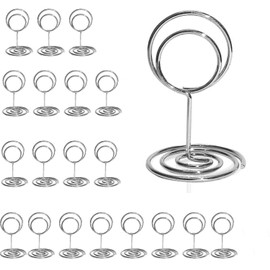 20Pcs Table Number Holders, 2 Inch Mini Table Number Stands Short Place Card Holder for Wedding Reception Party Graduation Restaurant Office Home Photo Picture Memo Display (Silver Color)