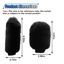 2PCS Plush Car Gear Shift Knob Cover & Handbrake Cover, Soft Fluffy Shift Knob Brake Handle Protector, Universal Car Interior Accessories (Black)