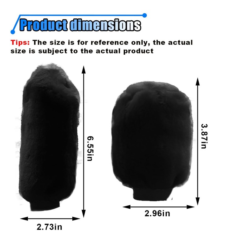 2PCS Plush Car Gear Shift Knob Cover & Handbrake Cover,