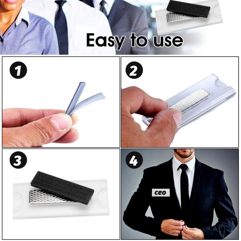 PERFETSELL Pack of 10 Name Badges Magnet Black