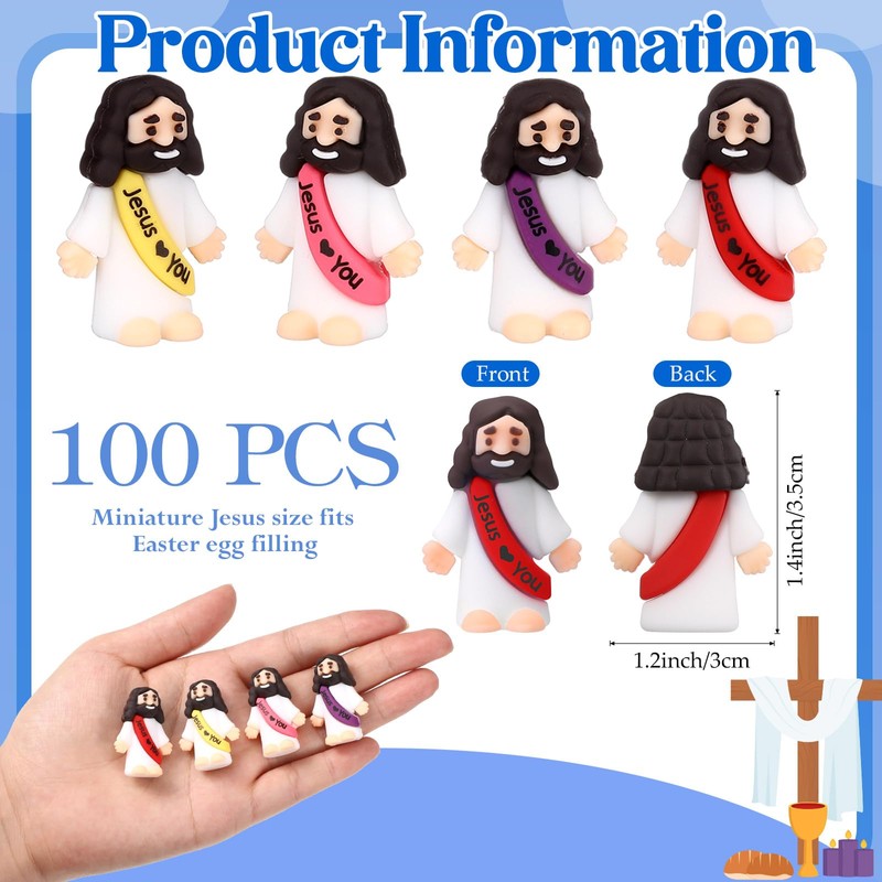 Bememo 100 Pcs Little Jesus Figures Jesus Loves You Original