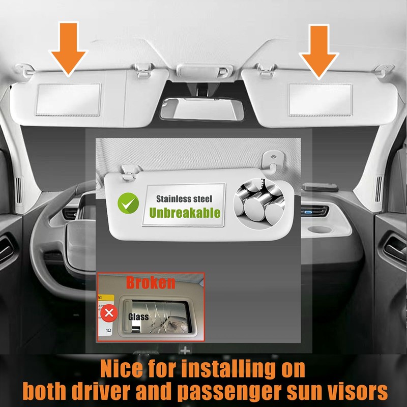 Auto Sun Visor HD Makeup Mirror,Portable Self-Adhesive Seatback Stainless Steel