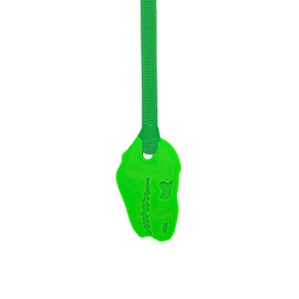 Oojamabobs Sensory STRONG Dinosaur pendant chew necklace - Autism - Green with lanyard (8 designs available!) (Plain Green, 54cm Lanyard)