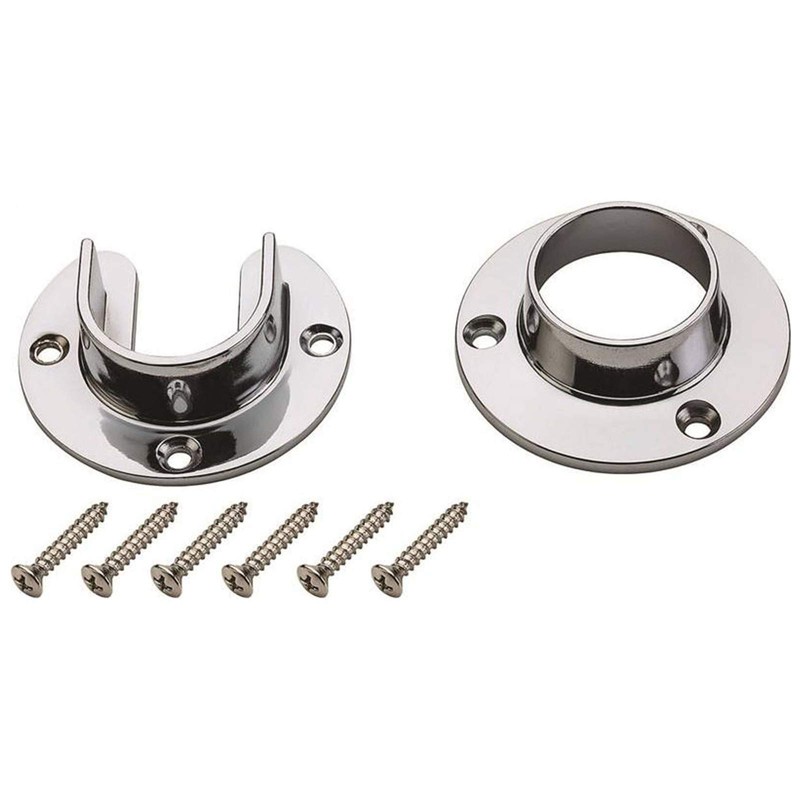 Wideskall Heavy Duty Stainless Steel Closet Pole Sockets Rod End