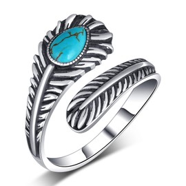 Naxidaze Genuine Turquoise Thumb Rings for Women 925 Sterling Silver Turquoise Spoon Ring Vintage Western Nature Gemstone Turquoise Jewelry for Women