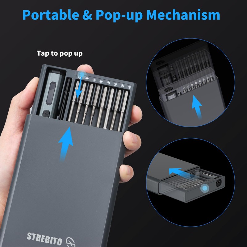 STREBITO Mini Electric Screwdriver Set, 70-in-1 Max Precision Electric Screwdriver
