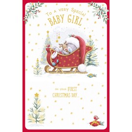 Me To You Bear Baby Girl's 1st Christmas Christmas Card