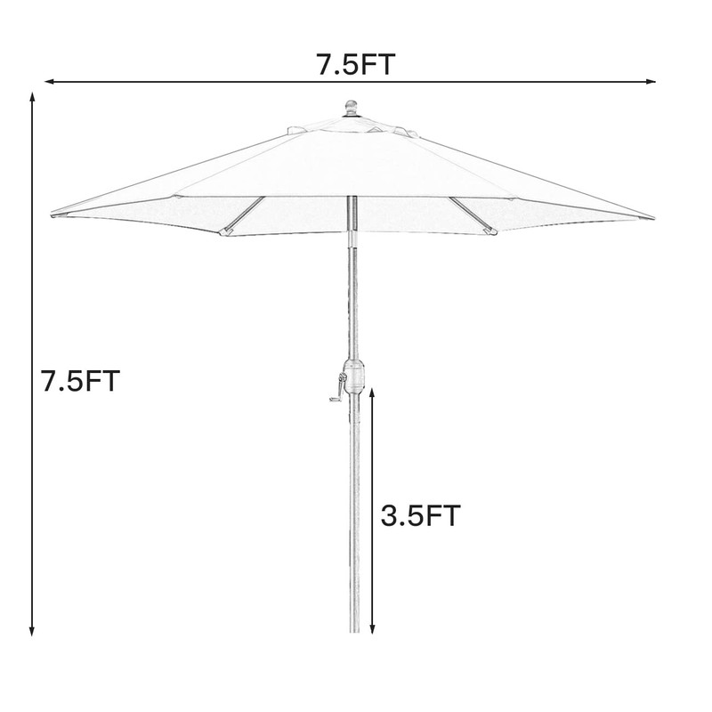 Sunnyglade 7.5' Patio Umbrella Outdoor Table Market Umbrella with Push