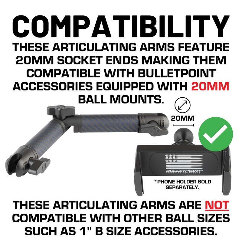 Bulletpoint Locking Adjustable Carbon Fiber Kevlar Mounting Arm with Articulating