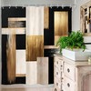 Black Gold Abstract Shower Curtain Modern Geometric 72Wx72H Inch Decor