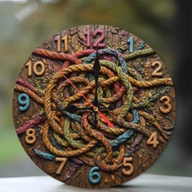 Lancholy Colorful Rope Nautical Wall Clock Home Decor 10-Inch Wooden Wall Clock, Silent Movement, Battery Operated (AA Batteries Not Included), Artistic Home Decor, Perfect for Home Accents