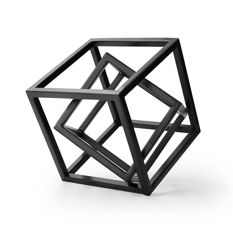 DreamsEden Small Geometric Sculpture, Metal Cube Decorative Ornaments Modern Home