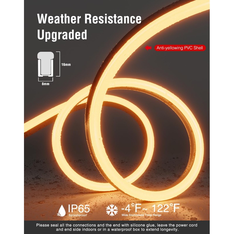 Shine Decor LED Neon Rope Lights AC 120V, Expandable &