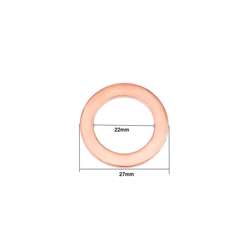 YXQ 22x27x1.5mm Copper Crush Washer Flat Ring Seal Gasket Fitting