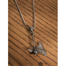 HAQUIL Viking Battle Axe Necklace, Stainless Steel Helm of Awe Axe Pendant, Box Chain, Viking Jewelry Gift for Men