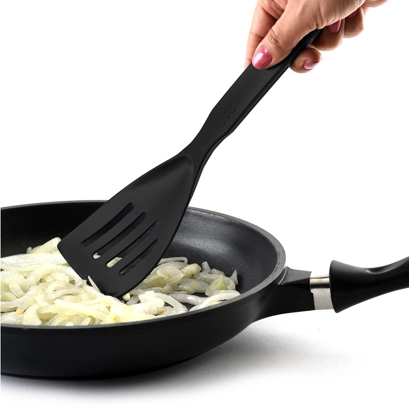 Norpro My FavoriteTM Scoop & Drain Slotted Spatula, Black,One Size
