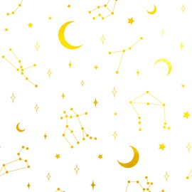 MR FIVE 50 Sheets Large Size Gold Galaxy Tissue Paper Bulk,20" x 28",White with Gold Moon and Star Design Tissue Paper for Gift Bags,Star Tissue Paper for Birthday,Christmas,Mother's Day,Holiday