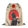 jejeloiu Japanese Samurai Drawstring Backpack 13"x15.7" Sunset Warrior Sports Gym
