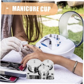 Baluue 1set Stainless Steel Nail Art Powder Holder Lids Manicure Brush Durable Nail Cleaning Cup for Professional Use for Skin Care Tools