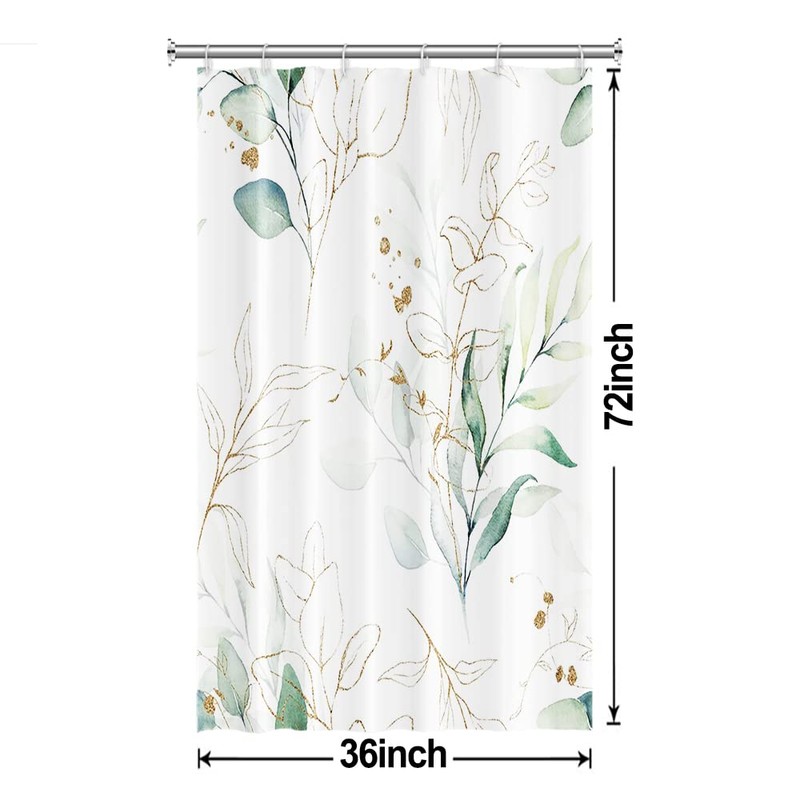 Stall Shower Curtain, Sage Green and Gold Eucalyptus Small Shower