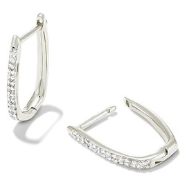 Kendra Scott Ellen Luxe Sterling Silver Huggie Earrings in White Sapphire, Fine Jewelry for Women