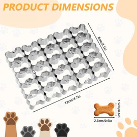 25 Cavity Mini Dog Bone Cookie Cutter Set,Stainless Steel Dog Treat Cookie Cutters for Baking,Dogs Cookies Cutter,Tiny Bone Shaped Cookies Cutters with Cleaning Brush