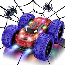 EpochAir 360° double-sided rotating remote control car, 2.4GHz, LED colored lights rechargeable children's toy stunt car 4,5,6,7,8-12 years old children's gift, birthday gift, holiday gift