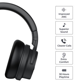 commalta E7 Active Noise Cancelling Headphones Wireless Bluetooth Headphones with Rich Bass, Wireless Headphones with Clear Calls, Bluetooth 5.0, 30 Hours Playtime, Comfort Fit, Model 7