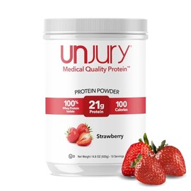 Unjury- Proteína de Suero en Polvo  Fresa  21g 100 Proteína Aislada de Suero en Polvo  Bajo en Carbohidratos y Lactosa Fre                            