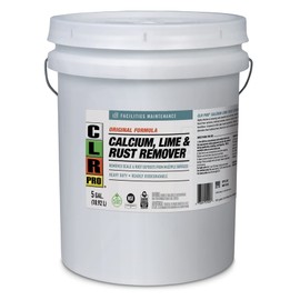 CLR PRO Calcium, Lime & Rust Remover - Quickly Removes Calcium and Lime Deposits, Stubborn Rust Stains, and Household Hard Water Deposits, Soap Scum, and Dirt - 5 Gallon Pail