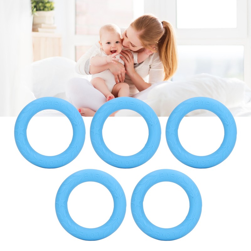 5pcs Baby Soft Silicone Teething Ring Toy Infant Safe Elastic