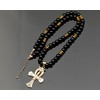 ElisaJewelryArt - Natural Black Onyx Beaded Ankh Cross Pendant Necklace