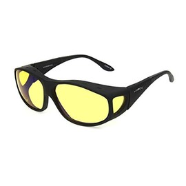 Dioptics Haven Everest Fits Over Sunglasses Polarized Rectangular, Black/Night Driver Lens, 68 mm