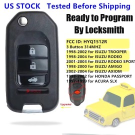 Unbranded Remote Car Key Fob 3 Button for Isuzu Rodeo Trooper Axiom Amigo FCC ID: HYQ1512R
