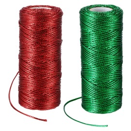 PATIKIL 110 Yards Decorative Metallic Bakers Twine, 1 Rolls Wrapping Twine String Rope DIY Tie Gift Packing Materials for Christmas Crafts Wedding Present,Red & Green