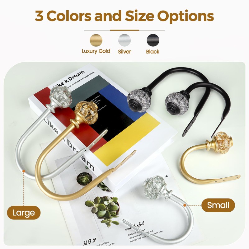 2 Pack Curtain Holdbacks, USFOOK Decorative Window Drapery Tiebacks (2