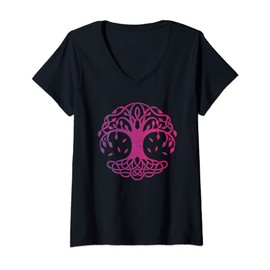 Womens Tree Of Life Celtic Nordic Yggdrasil Lebensbaum V-Neck T-Shirt