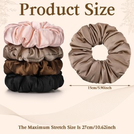 auroray 4Pcs Satin Hair Scrunchies, Large Pillow Scrunchies for Women Girls Silk Sleepy Scrunchie Ponytail Holders for Thick Hair
