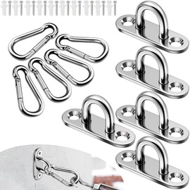 TXXATX Augplatte und Karabiner Edelstahl M5 Augplatte mit Öse Deckenhaken Schwerlast 5 Stück Wandöse Deckenöse Ösenplatte für Decksplatt Befestigungsösen Deckenhaken Hängessel Sonnensegel Befestigung