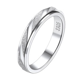 Suplight 925 Silver Anti-Stress Anxiety Meditation Spinner Rings with Engraving, Rotating Fidget Ring, Size 49-67, Sterling Silver