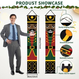 Christmas Black Nutcracker Porch Sign Decorations Xmas Party Decorations Christmas African American Nutcracker Wall Decorations Christmas Winter Holiday party Banner Hanging Flag for Indoor/Outdoor
