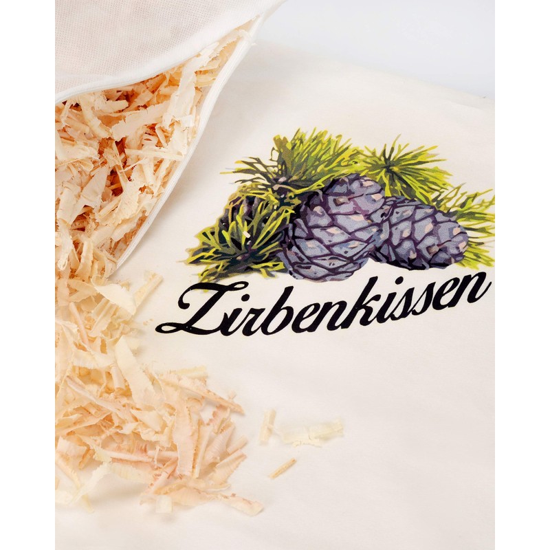 Swiss pine cushion with ticking 40 x 40 cm filled