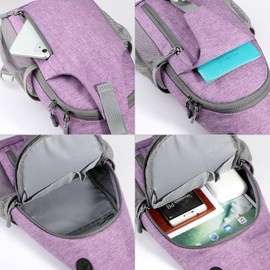Voova Sling Bag Crossbody Backpack for Women Ladies, Waterproof Small Chest Shoulder Cross Body Bag Travel Hiking Casual Daypack, Purple