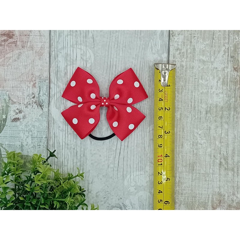 Pack Of 2 Red Polka Dot Satin Ribbon Handmade Hair