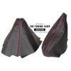 GEAR & HANDBRAKE GAITER BLACK LEATHER RED STITCHING