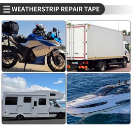 Motoforti Universal Weatherstrip Tarpaulin Reparaturband Leck- undurchlässiges Zelt Markisenband Reißfestes Band für LKW Wohnmobil Auto, 3,15"x0,20"x16,40ft, EVA-Schaum, Weiß, 1 Stück